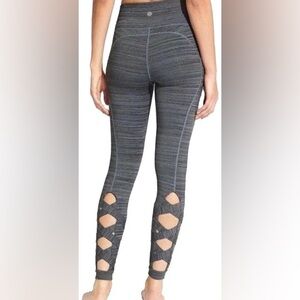 Athleta Heathered Grey Chaturanga Cut Out Leggings Pants S